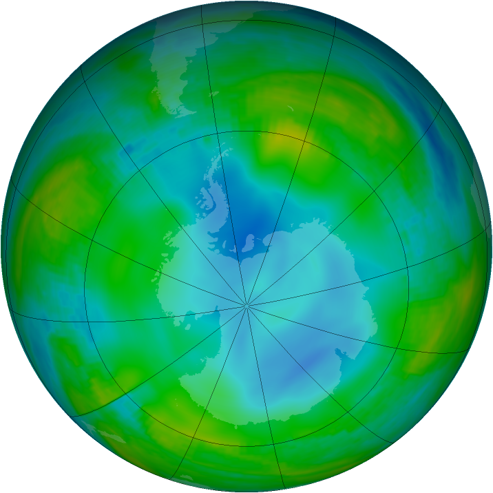 Antarctic ozone map for 12 June 1989
